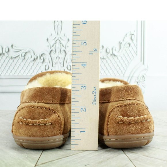 LL Bean Brown Suede Wicked Good Shearling Lined Venetian Slippers Size 7 M - Picture 6 of 9